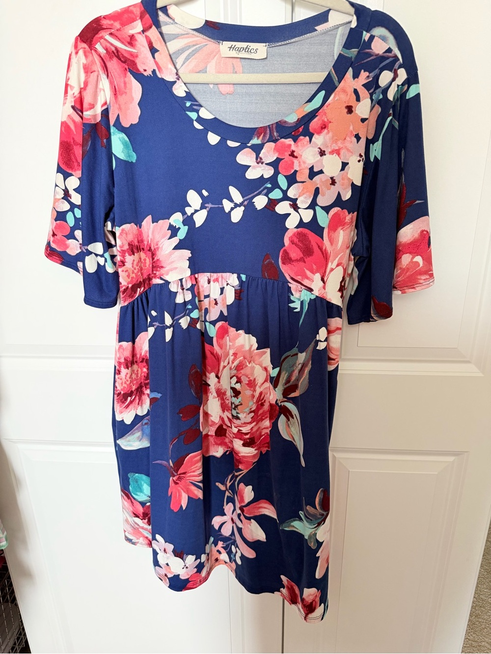 Haptics Navy Floral Short Sleeve Women’s Dress